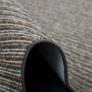 Detailansicht: Anthrazitfarbener Snapstyle Streifenberber Teppich Marta, 80x400cm.