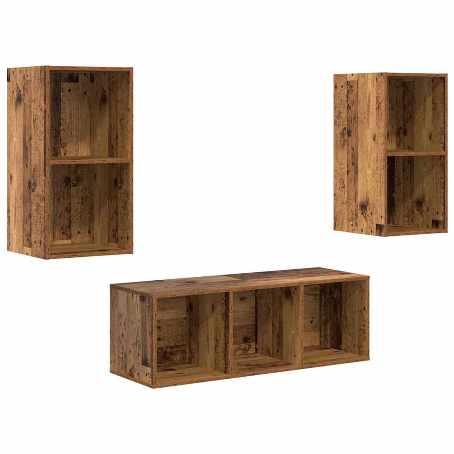 vidaXL TV-Schrank Set Wandmontiert 3-Tlg Altholz Holzwerkstoff 3393378 günstig online kaufen