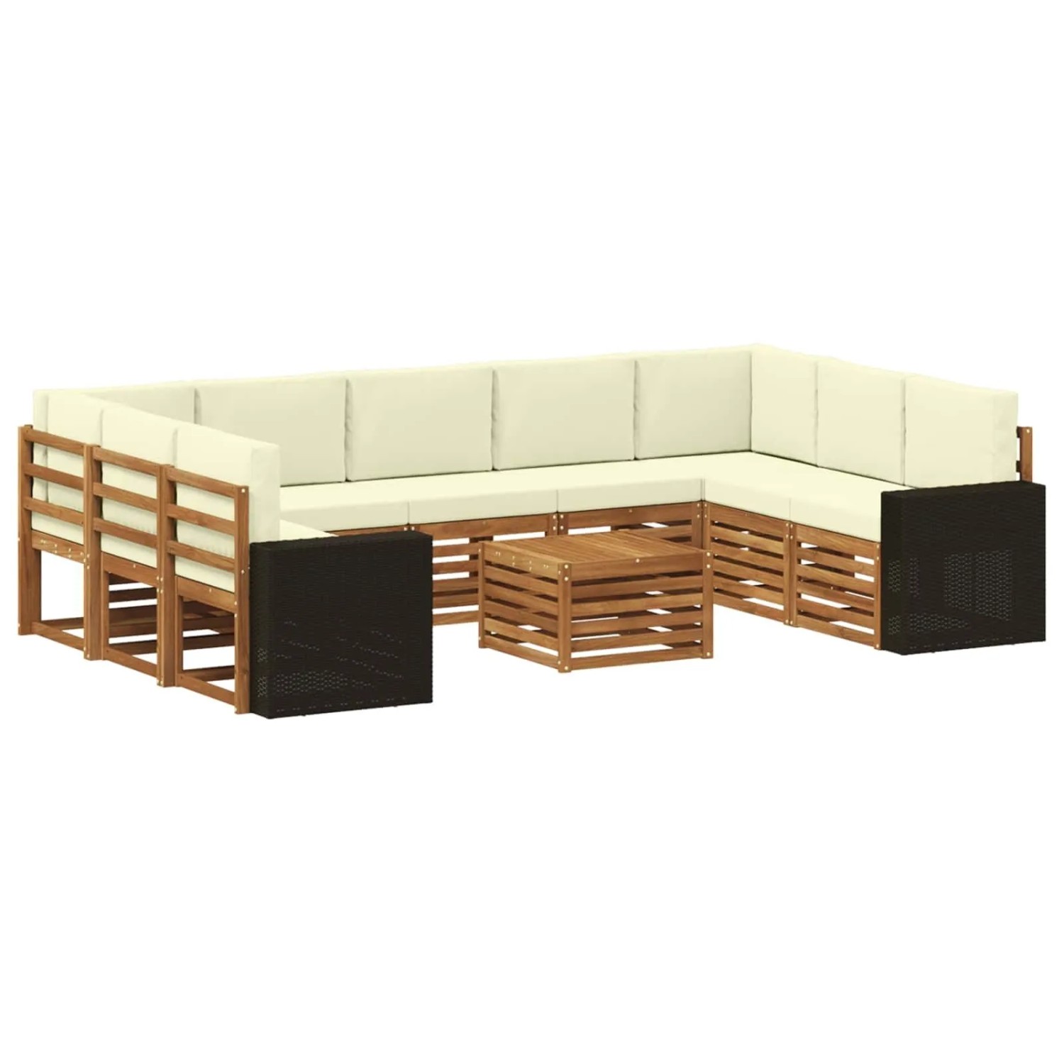vidaXL Sofagarnituren 10 Stk Natur und Creme Massivholz Akazie 3384871