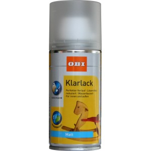 OBI Klarlack Spray, transparent matt, 150ml Dose. Für Holz, Metall, Stein u.v.m.