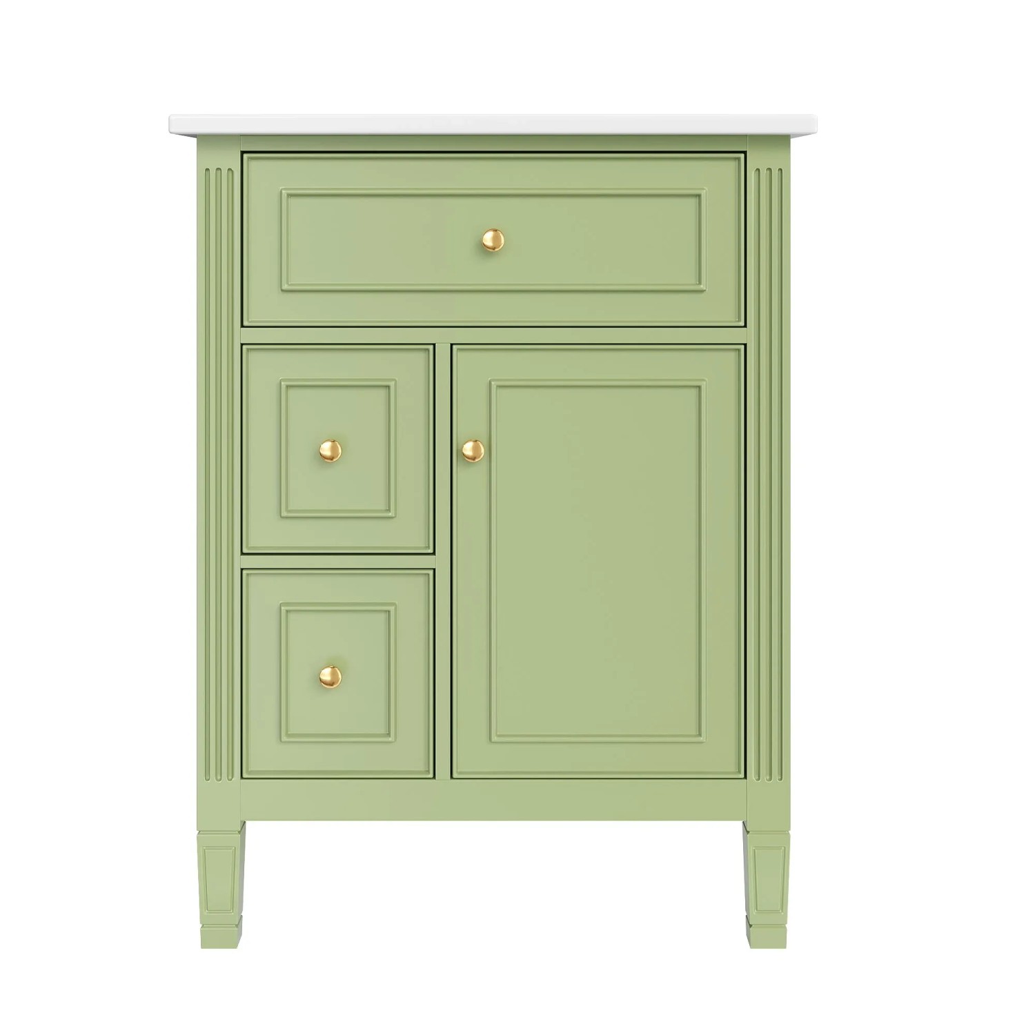 Merax Badezimmerschrank 61cm Grün Schubladen Türen