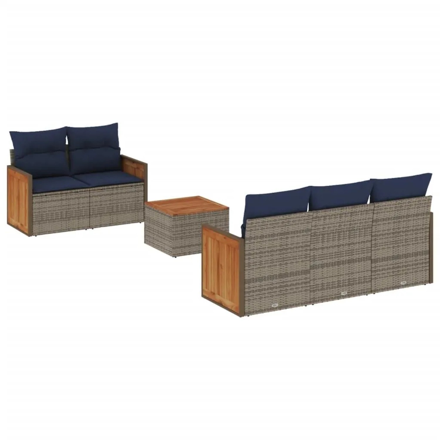 vidaXL 6-Tlg Gartensofa-Set mit Kissen Grau Polyrattan 3227468 günstig online kaufen