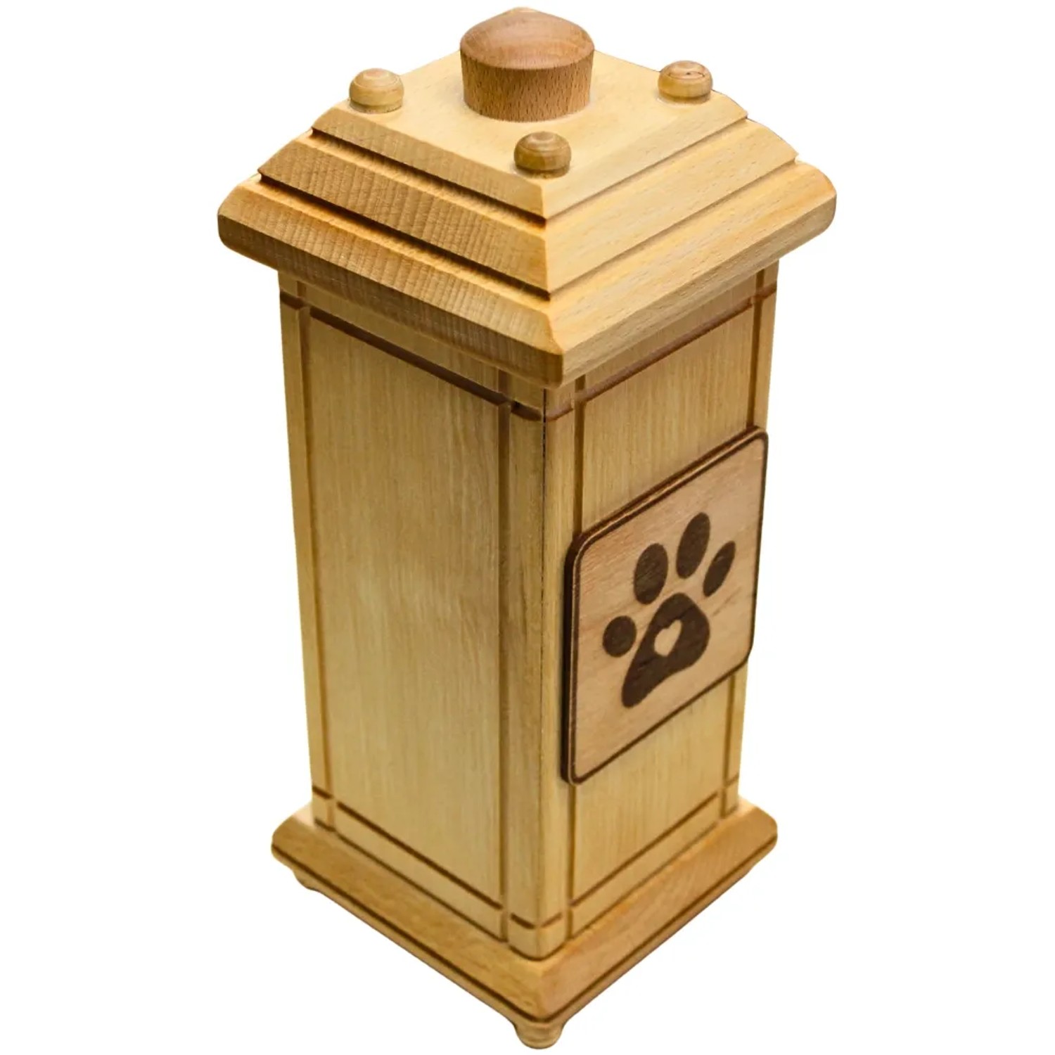Dekohelden24 Tierurne Urne für Hunde Andenkurne Haustier Aschebox Tierurne groß Urne mit Hundemotiv aus Buchenholz L/B/H 12 x 12 x 30 cm_6