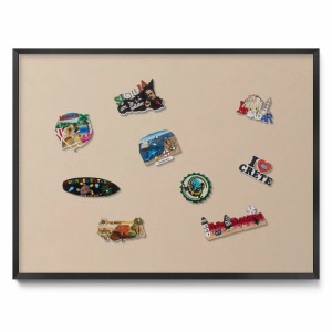 Tulup Magnettafel Magnetpinnwand Metall für Urlaubsmagnete Farbe Beige 80x60 cm Wanddekoration Magnettafel bedruckt Schwarzer Rahmen