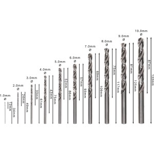 Bosch Spiralbohrer-Set HSS-G, 10-teilig, verschiedene Größen für präzises Bohren in Metall und Stahl.