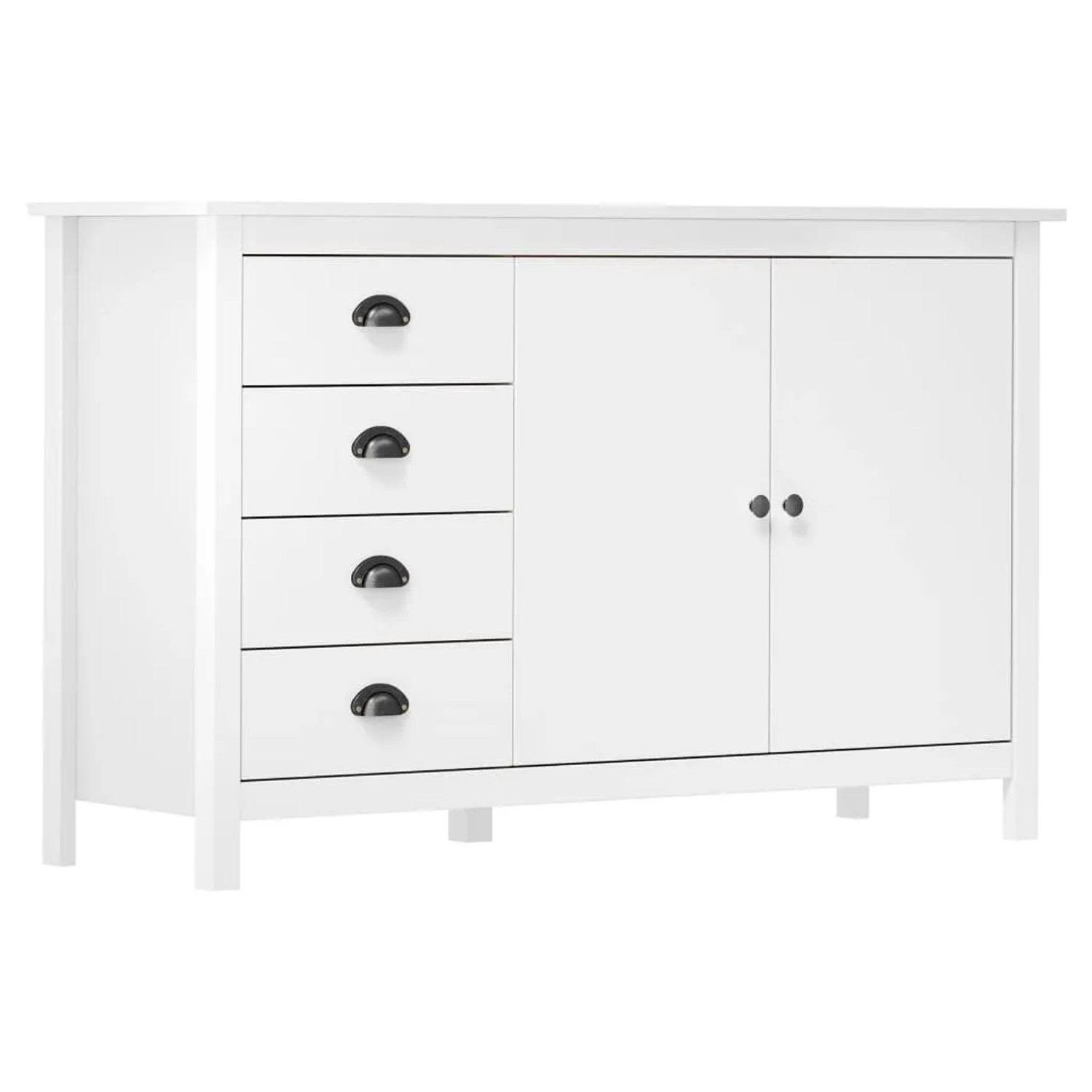 vidaXL Sideboard Hill Weiß 130x40x80 cm Massivholz Kiefer 288932