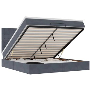vidaXL Ottoman-Bett mit Matratzen Dunkelgrau 180x200 cm Samt 3313632