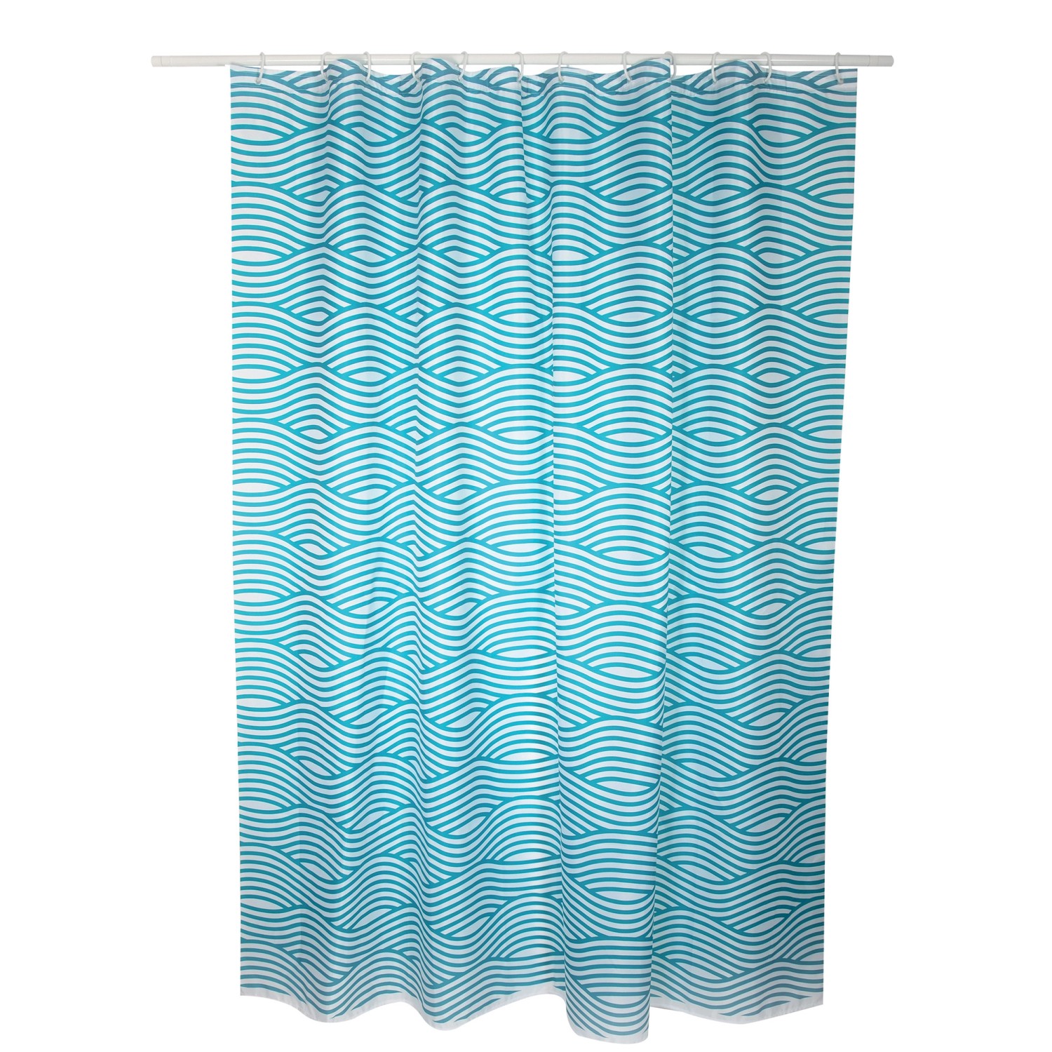 MSV Duschvorhang Wave Polyester 180 cm x 200 cm Blau-Weiß günstig online kaufen