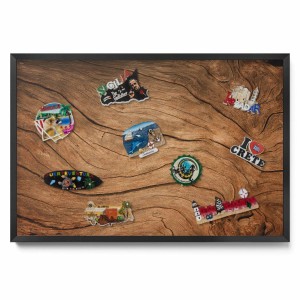 Tulup Magnettafel Magnettafel Dekorativ Bedruckt Struktur Aus Rissigem Holz 60x40 cm Magnetboard für die Wand mit Motiv Schwarzer Rahmen
