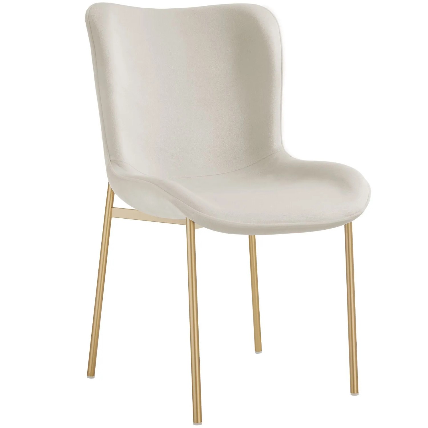 Tectake Polsterstuhl  Tessa Ergonomische Form Mit Hoher Rückenlehne Schlanke Stahlbeine  62 x 54 x 90 cm Samtoptik Beige Gold