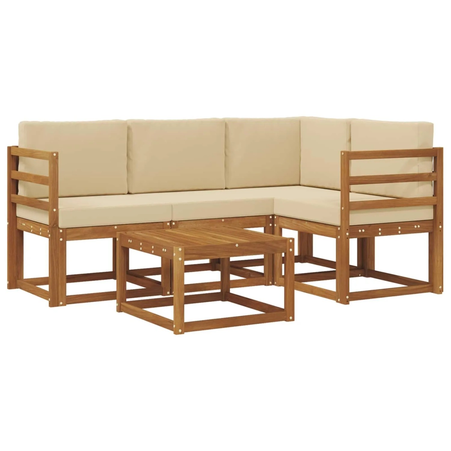 vidaXL Outdoor-Sofagarnitur mit Kissen 5 Stk Natur und Beige 3366346
