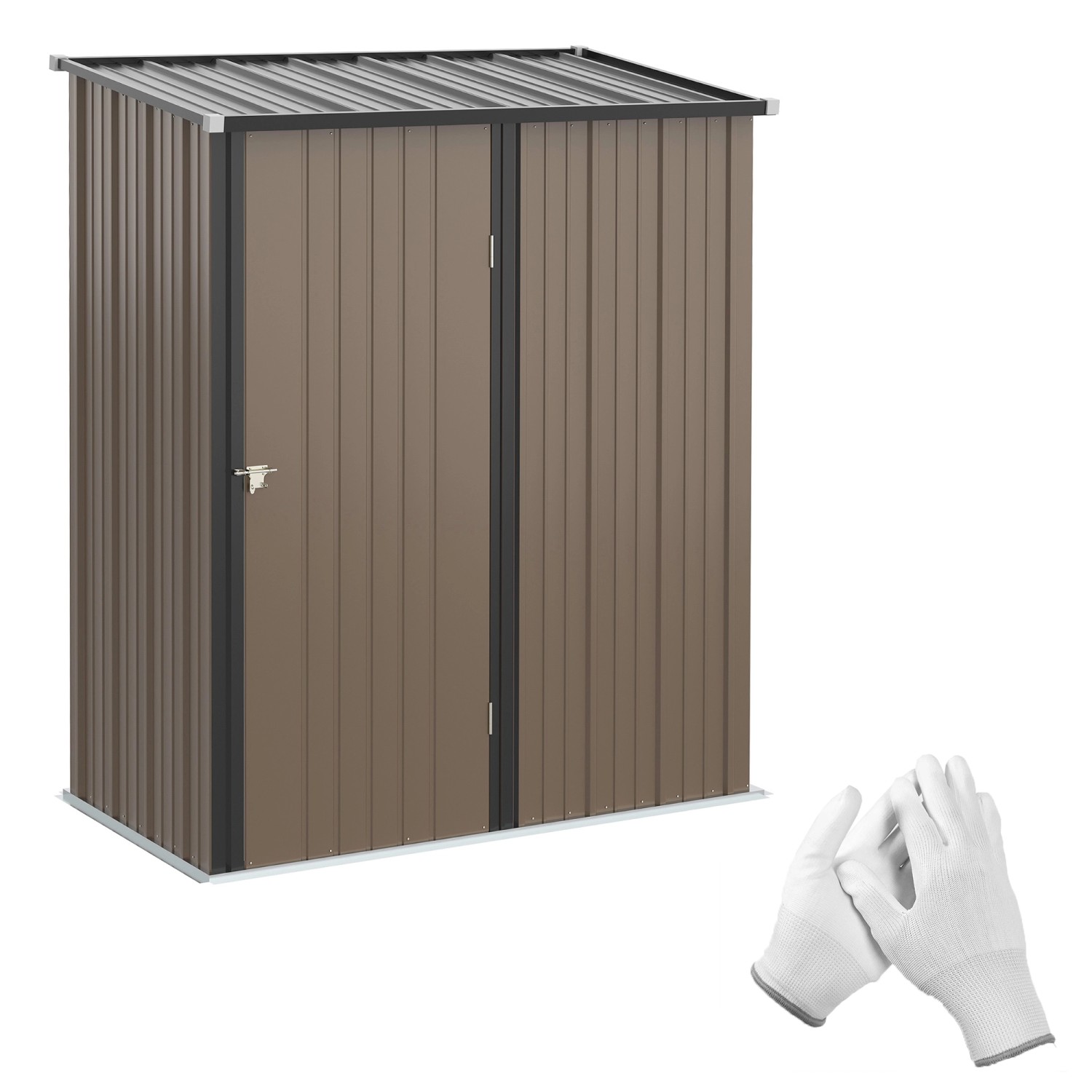 Outsunny Gerätehaus mit Pultdach 1,34 m² Abschließbar Braun 161,5 x 94,5 x günstig online kaufen