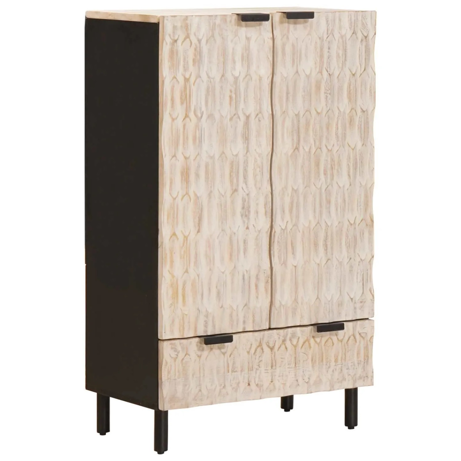 vidaXL Highboard mit Tür Weiße Gewaschene Oberfläche 60 x 33 x 100 cm 4017894