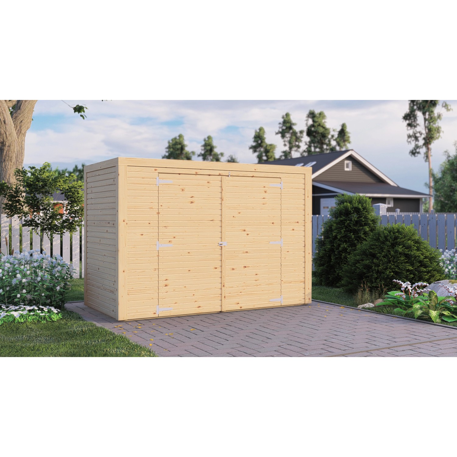 Bertilo Gartenschrank Box Bike 103 cm x 207 cm Natur FSC®