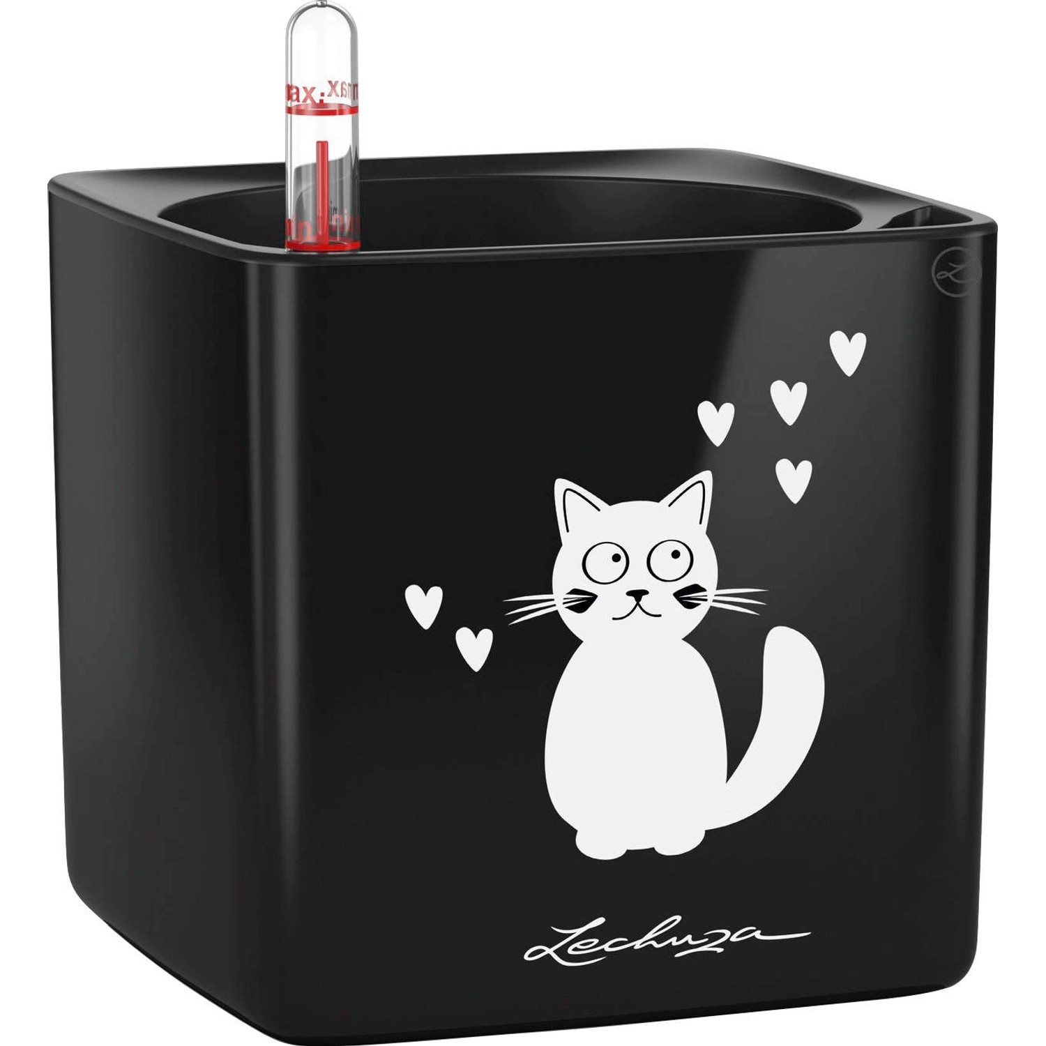 Lechuza Pflanzgefäß Cube Glossy Cat 14 cm x 14 cm x 14 cm Schwarz günstig online kaufen