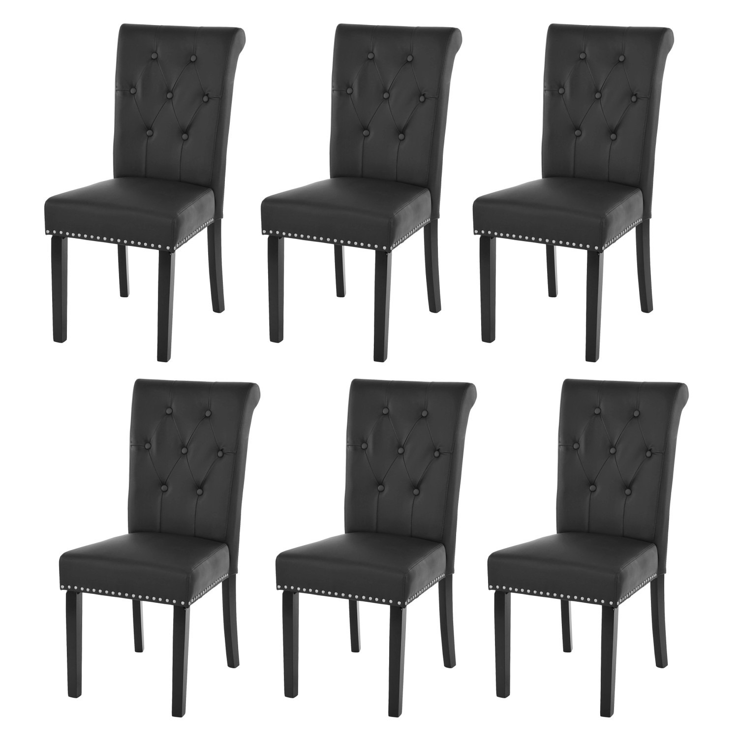MCW Esszimmerstuhl Chesterfield II 6er-Set Kunstleder Schwarz Dunkle Beine günstig online kaufen