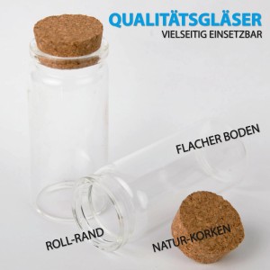 Bestlivings Glasfläschchen 10ml mit Korken, 16er Set. Kleine, leere Glasbehälter für z.B. Gewürze.