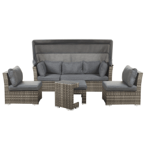 Beliani Lounge Set CORTE Dunkelbraun 152x230x153