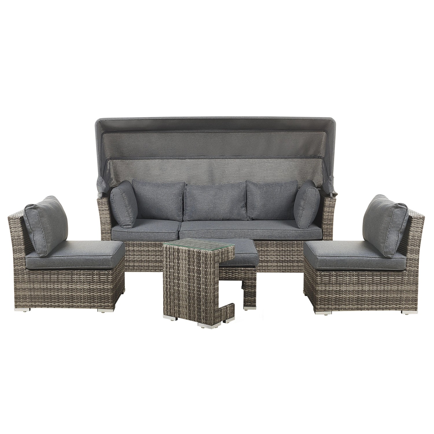 Beliani Lounge Set CORTE Dunkelbraun 152x230x153