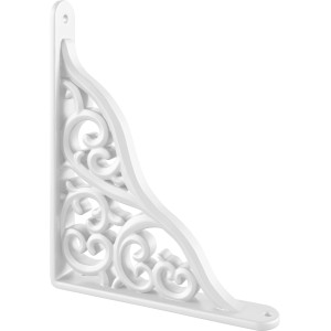 Weiße OBI Konsole Baroque mit verschnörkeltem Design für Regalböden, 200x180mm.