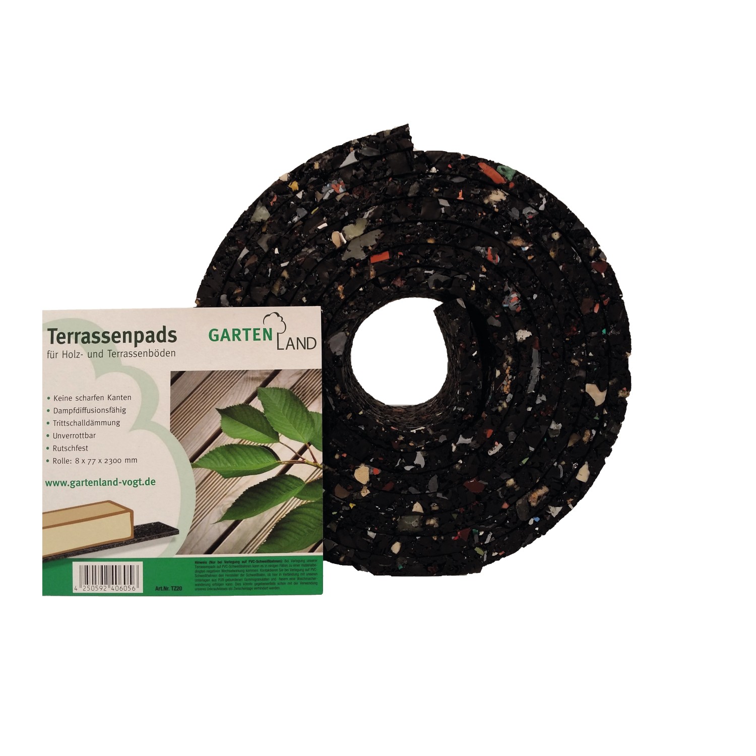 Gartenland Terrassenpads Granulatrolle 8 x 77 x 2300 mm zum Höhenausgleich