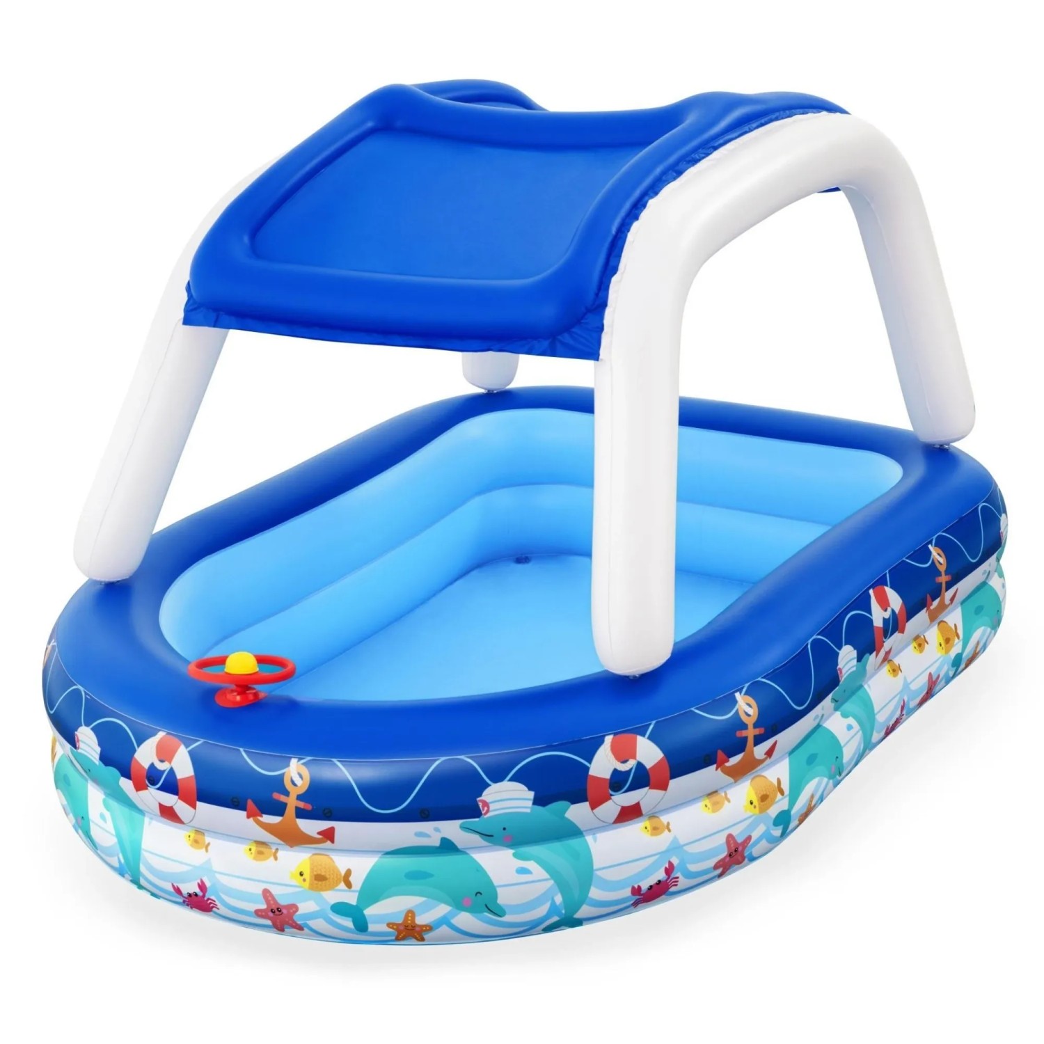Bestway Family Pool mit Sonnenschutzdach Sea Captain 213 X 155 X 132 Cm