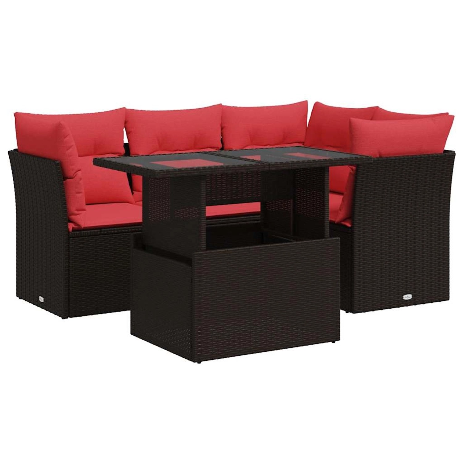 vidaXL 5-Tlg Garten-Sofagarnitur mit Kissen Braun Poly Rattan Akazie 332615 günstig online kaufen