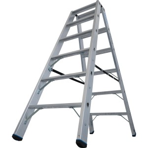 Krause Doppelleiter Stabilo mit 2x6 Stufen, belastbar bis 225 kg, für sicheren Stand.