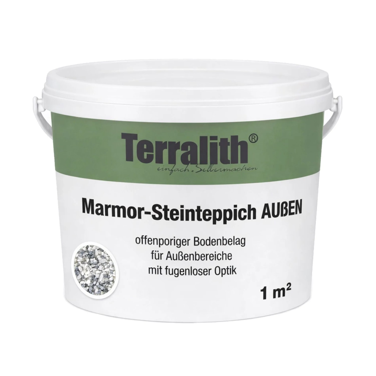 Terralith Metallic Steinteppich Metallic Mix 200 für 1 m² Außen Fein 2-4 mm