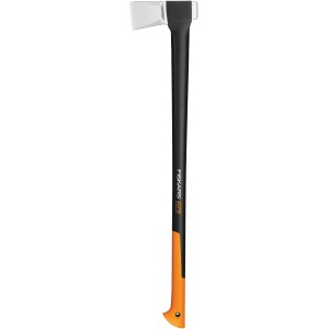 Fiskars Spaltaxt X27 XXL, 96 cm lang, zum Spalten großer Holzscheite. Axt mit schwarzem Stiel und orangefarbenem Griff.