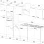 Respekta Küchenzeile 330cm, Schwarz Seidenglanz/Eiche York Dekor, ohne E-Geräte. Umfasst Ober-, Unter- und Hochschränke.