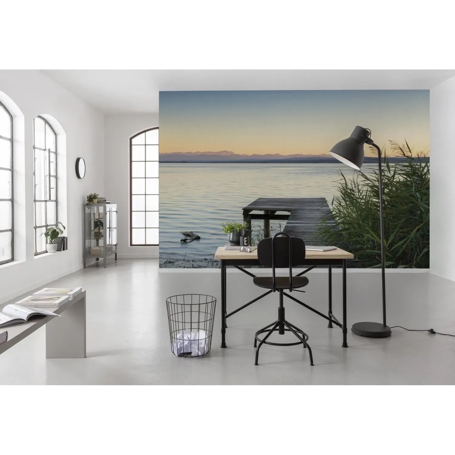 Sanders & Sanders Fototapete Wald in Blau, Grün und Grau, 450x280cm. Natur-Motiv für entspanntes Ambiente.