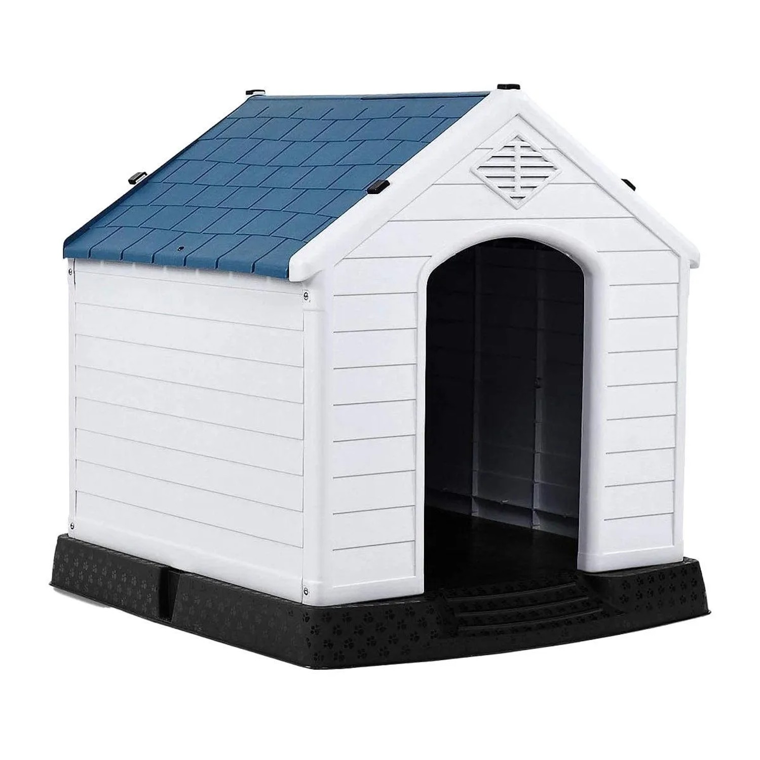 Costway Hundehütte Hundehaus Blau & Weiß 87.7 x 78.5 x 81.5 cm