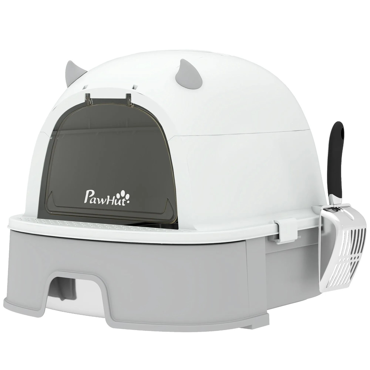 PawHut Katzentoilette Edelstahl Kunststoff 52L x 42B x 39H cm Grau