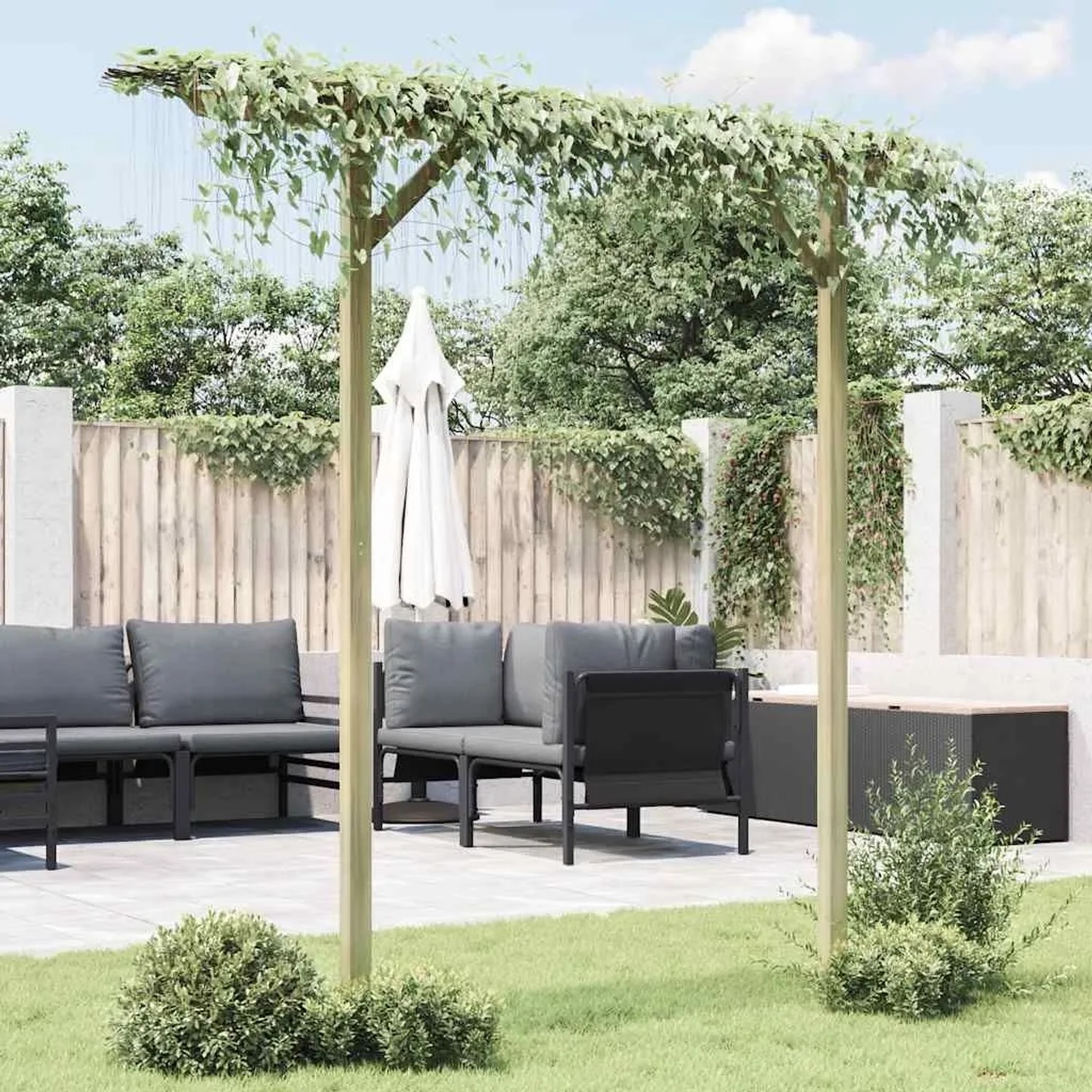 DELUKE Pergola Aus Holz LURV 2x2m Kiefernholz Rankhilfe Pergola Holz Bausatz Freistehend Gartendeko Gartenbogen Gartenpergola_2