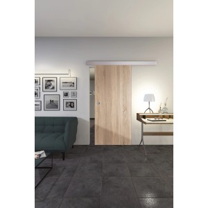 Holzschiebetür Eiche geplankt im Wohnraum, Schiebetüren für modernes Wohnen.