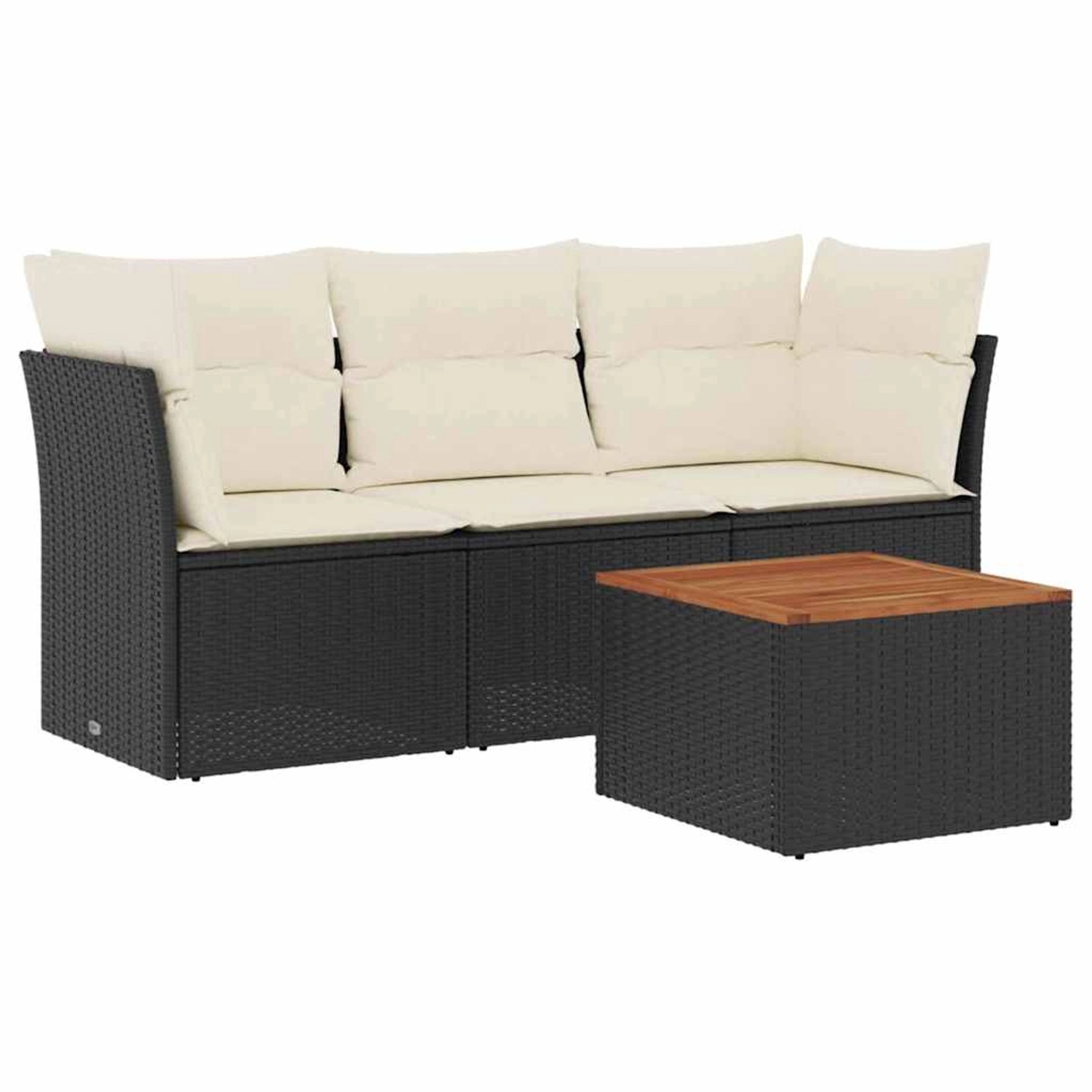 vidaXL 4-Tlg Garten-Sofagarnitur mit Kissen Schwarz Poly Rattan 3255797 günstig online kaufen