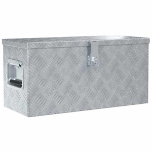 DELUKE Aluminiumbox Mit Deckel Abschließbar Alubox Deichselbox Alu Anhängerbox Werkzeugkiste Transportbox Metallkiste 61,5x26,5x30cm Silber