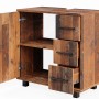 Waschbeckenunterschrank Ilias in Eiche Rustikal mit Tür, 3 Schubladen, 60x61 cm.
