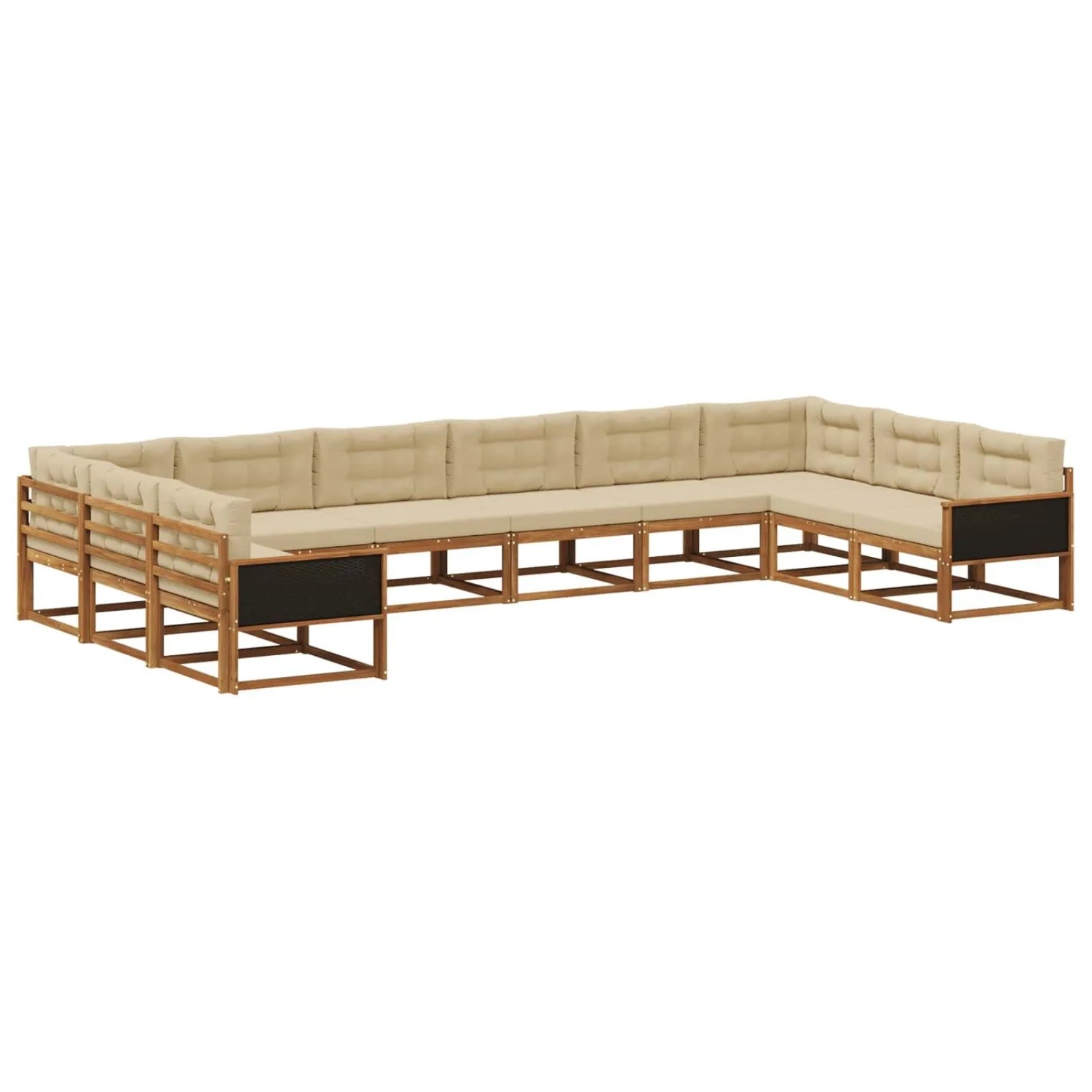 vidaXL Outdoor-Sofagarnitur mit Kissen 10 Stk Natur und Beige 3382916