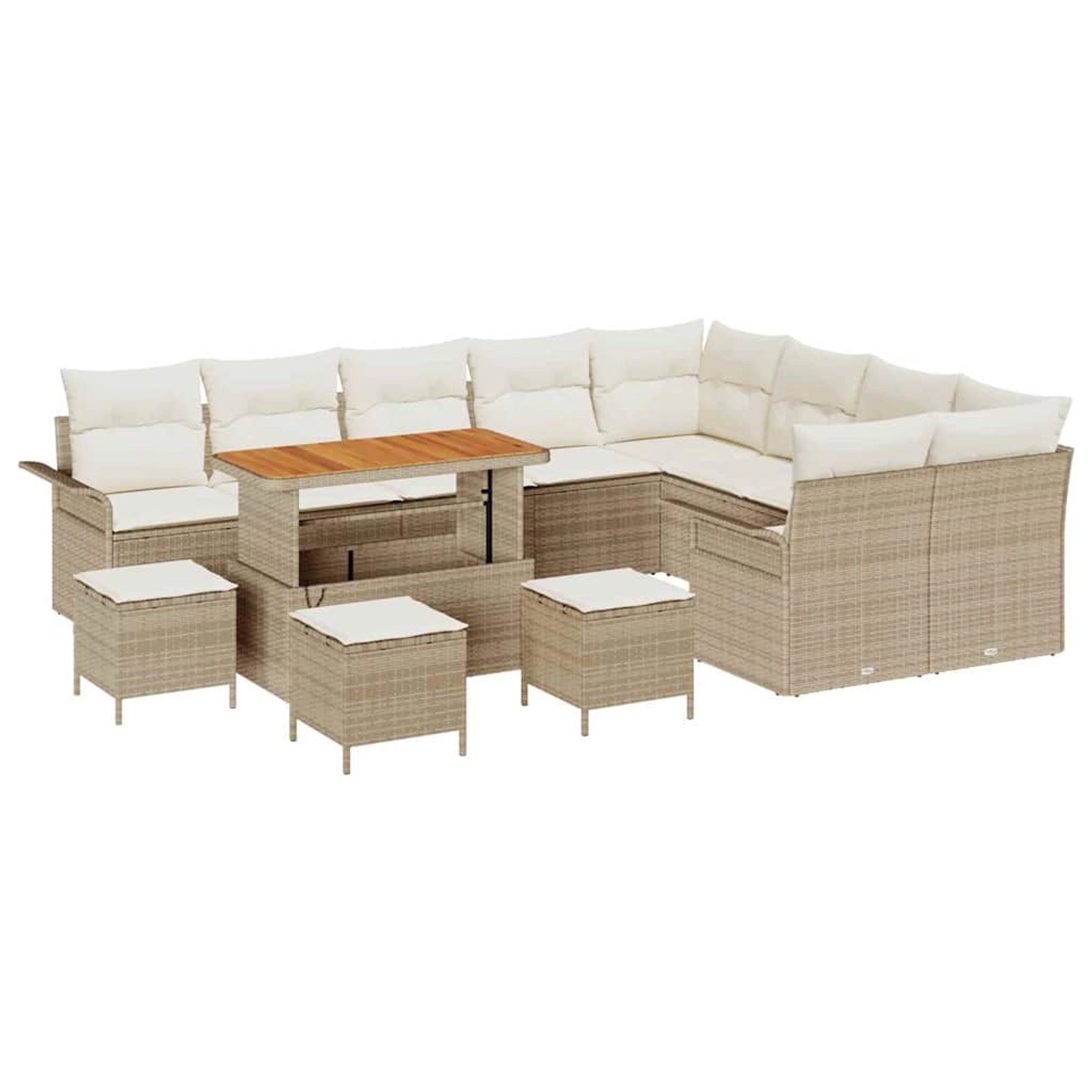 vidaXL 13-Teiliges Garten-Sofa-Set mit Beige Kissen aus Poly Rattan und Aka günstig online kaufen