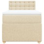 Cremefarbenes vidaXL Boxspringbett (90x190 cm) mit Matratze und gepolstertem Kopfteil.