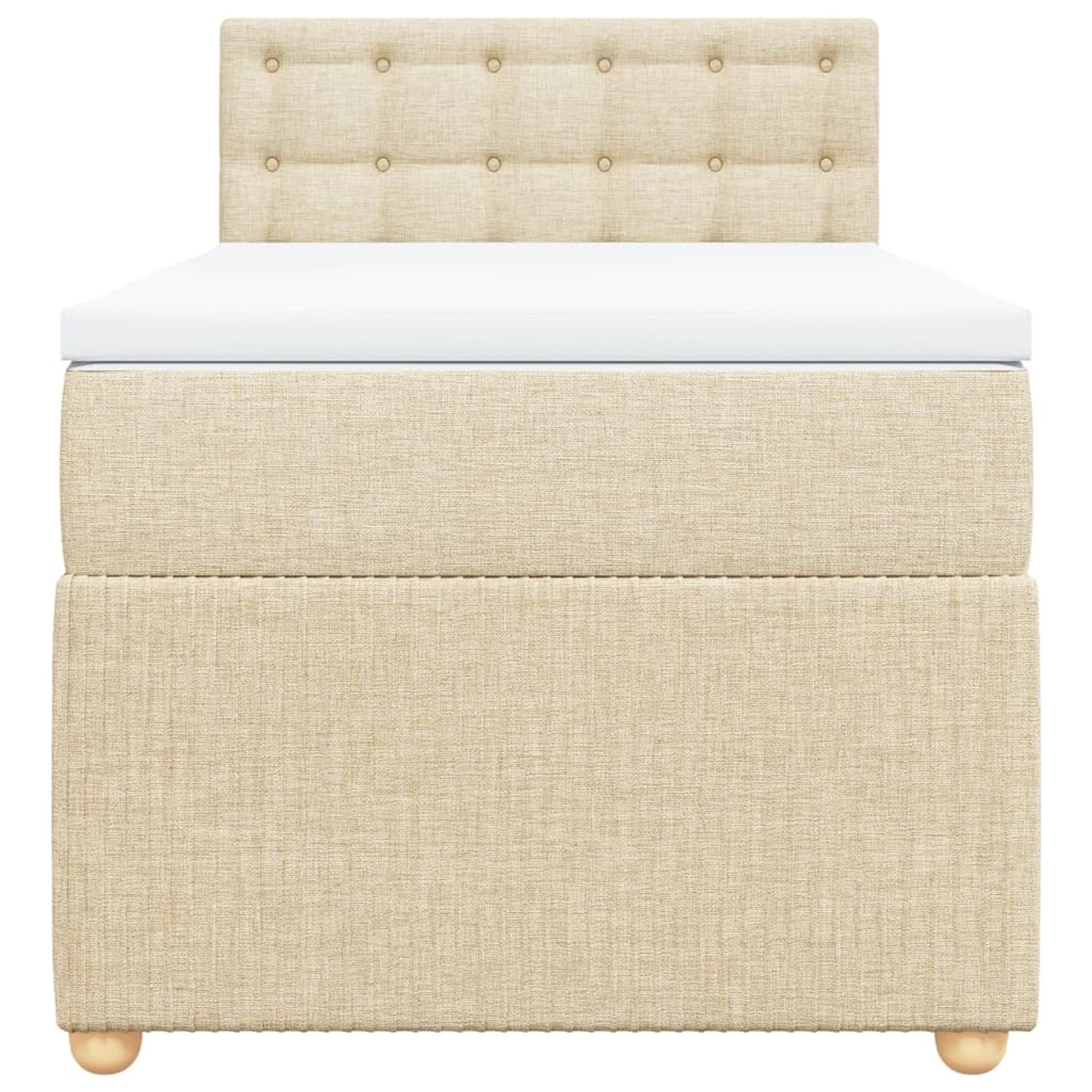 Cremefarbenes vidaXL Boxspringbett (90x190 cm) mit Matratze und gepolstertem Kopfteil.