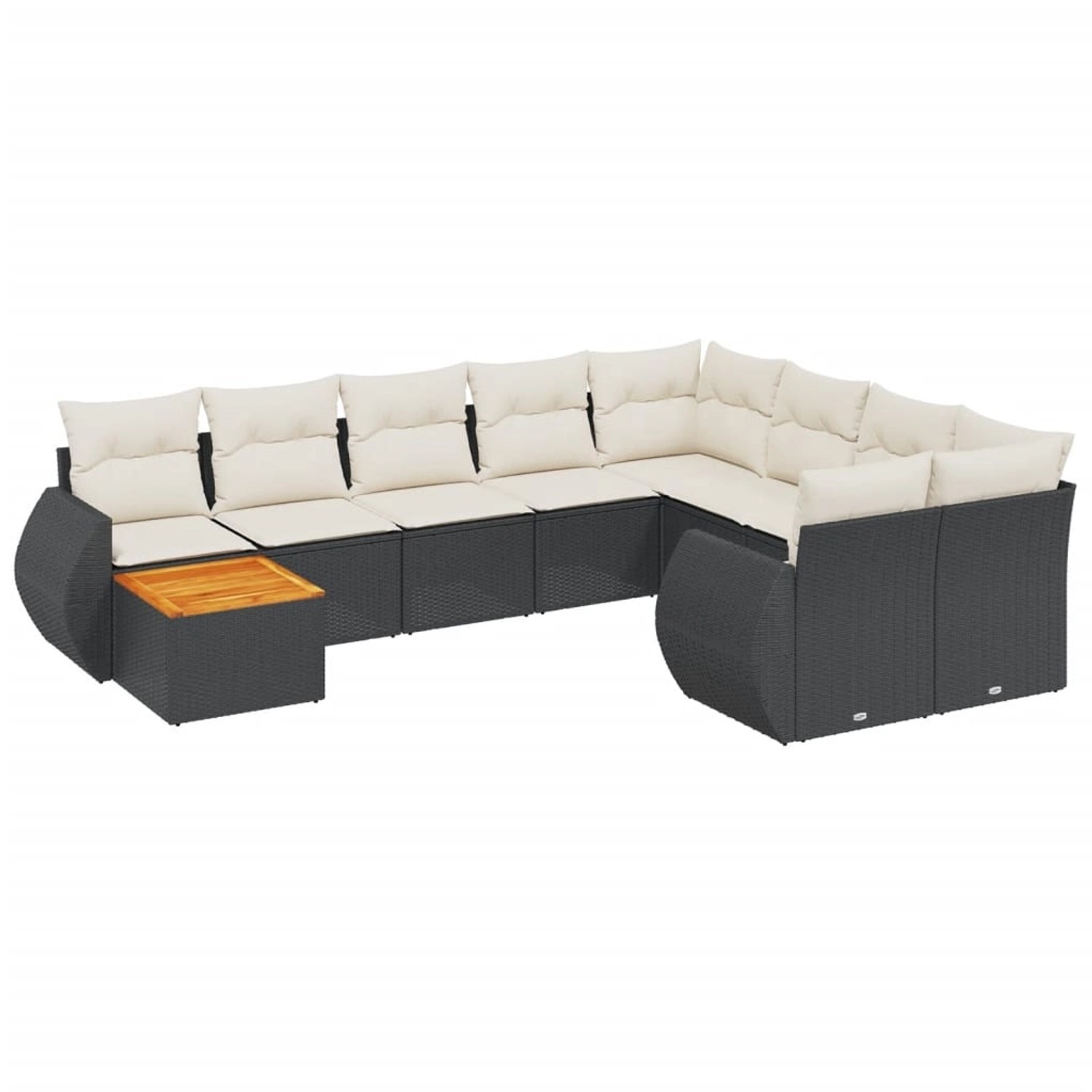 vidaXL 10-Tlg Garten-Sofagarnitur mit Kissen Schwarz Poly Rattan 3225167