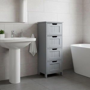 Relaxdays Badezimmerschrank MDF Grau Mit 4 Schubladen 82 cm x 30 cm x 30 cm 8,6 kg