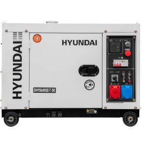 Hyundai Silent Diesel-Generator DHY8600SE-T DE, 6.0 kW, mit Rädern. Stromerzeuger für Baustelle und Notstrom.