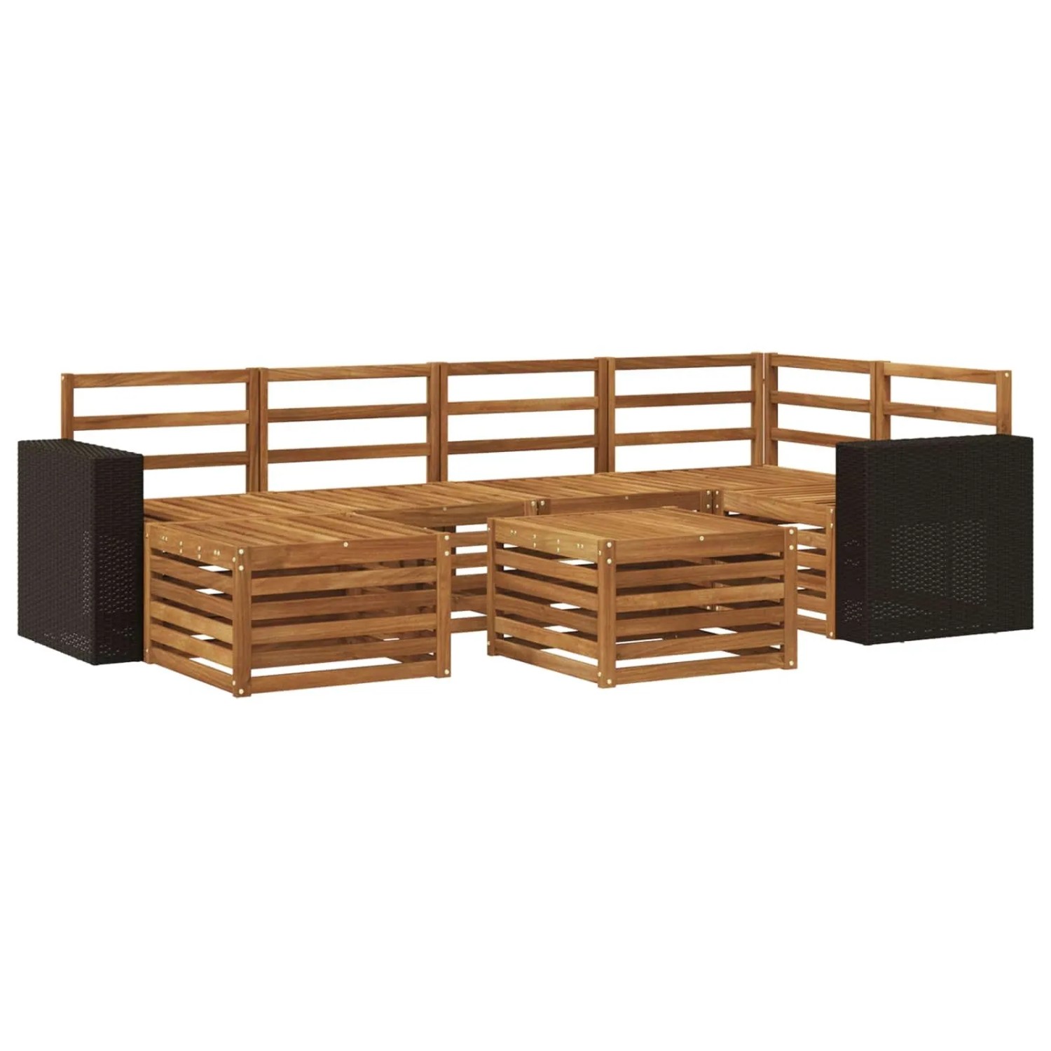 vidaXL Ecksofa Set 7 Stk Natur Massivholz Akazie 3384600