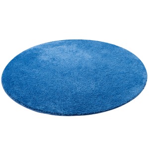 Runder, blauer Hochflor-Teppich (160x160cm) von Snapstyle Palace. Flauschiger Shaggy Teppich.