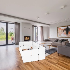 Relaxdays Kleintiergehege Kunststoff Weiß Stecksystem 24er Pack 92 cm x 110 cm x 110 cm 5,2 kg