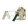 OutdoorToys Spielturm Oscar mit Rutsche, Kletterwand und Trapezschaukel, dunkelgrün.